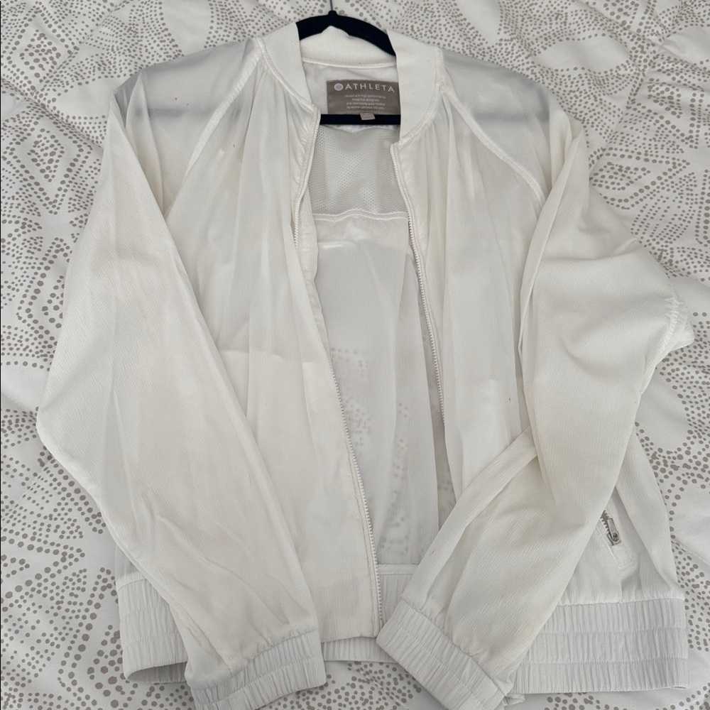 Athleta Cream Bomber Jacket